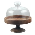 thumbnail image 1 of Elegante Soporte para Tartas de Pie Alto con Cubierta de Vidrio - de Postre de Madera y Vidrio, para Dim Sum, para Pan L, 1 of 5