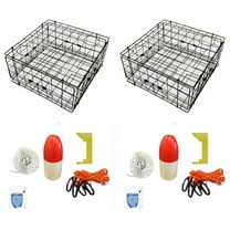 Crab Trap Kit - 2 Pack Vinyl Coated Square Crab Traps with Accessories - 100ft Non-Lead Line, Float, Bait Bag & Harness - WA, AK, OR, Canada multicolor