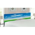 thumbnail image 2 of Country Headboard, Pathway Towards Meadow Rural Countryside Miracle Supernatural Sky with Clouds, Upholstered Decorative Metal Bed Headboard with Memory Foam, King Size, Blue Green Brown, by Ambesonne, 2 of 4