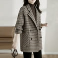 thumbnail image 4 of BAETEUY Women Lapel Jacket Houndstooth Tweed Blazer Coat Vintage Long, 4 of 7