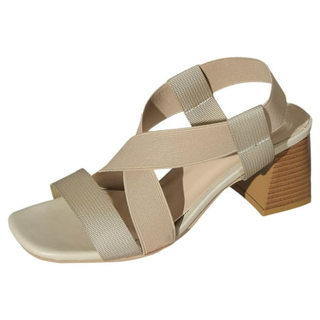 

Huanghuaa Women Sandals Fashionable New Pattern Simple Solid Color Open Toe Breathable Thick Heels Comfortable And Non Slip Summer Slip On Casual Shoes Beach Slides for Women