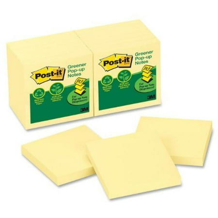 - Post-it Notes, Recycled Pop-Up Refill, 3 x 3 Inches, Canary Yellow, 12 Pads per Pack (R330RP-12YW)