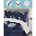 thumbnail image 3 of Quilts Queen Size Bedding Set, Nautical Coastal Reversible Summer Quilt 3 Pieces, Ocean Beach Starfish Shell Conch Navy Blue Lightweight Bedspreads Coverlets with 2 Pillow Shams for All Seasons, 3 of 5