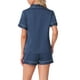 thumbnail image 3 of Conjuntos de pijama para mujer INSPIRE CHIC de manga corta con botones y pantalones cortos, conjuntos de lounge XL azul oscuro, 3 of 5