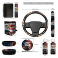 thumbnail image 4 of XYZCANDO American Flag Eagle Coasters Seat Belt Cover Keychain Lipstick Cover Car Trash Can Steering Wheel Cover Center Mirror Cover Car Seat Cover Lightweight Fits Small Sedans, Mini SUVs, 4 of 5