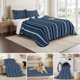thumbnail image 6 of 3 Pieces Queen Quilt Set,Navy Blue and White Striped Soft Bedding Sets with 1 Quilt & 2 Pillow Shams,Classic Vertical Thin Stripe Summer Bedspread Lightweight Coverlet Comforter for All Season, 6 of 9