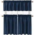 thumbnail image 7 of Zzistar Waffle Plaid Water Repellent Rod Pocket Tier Curtains, Pack of 2, Navy, 7 of 7