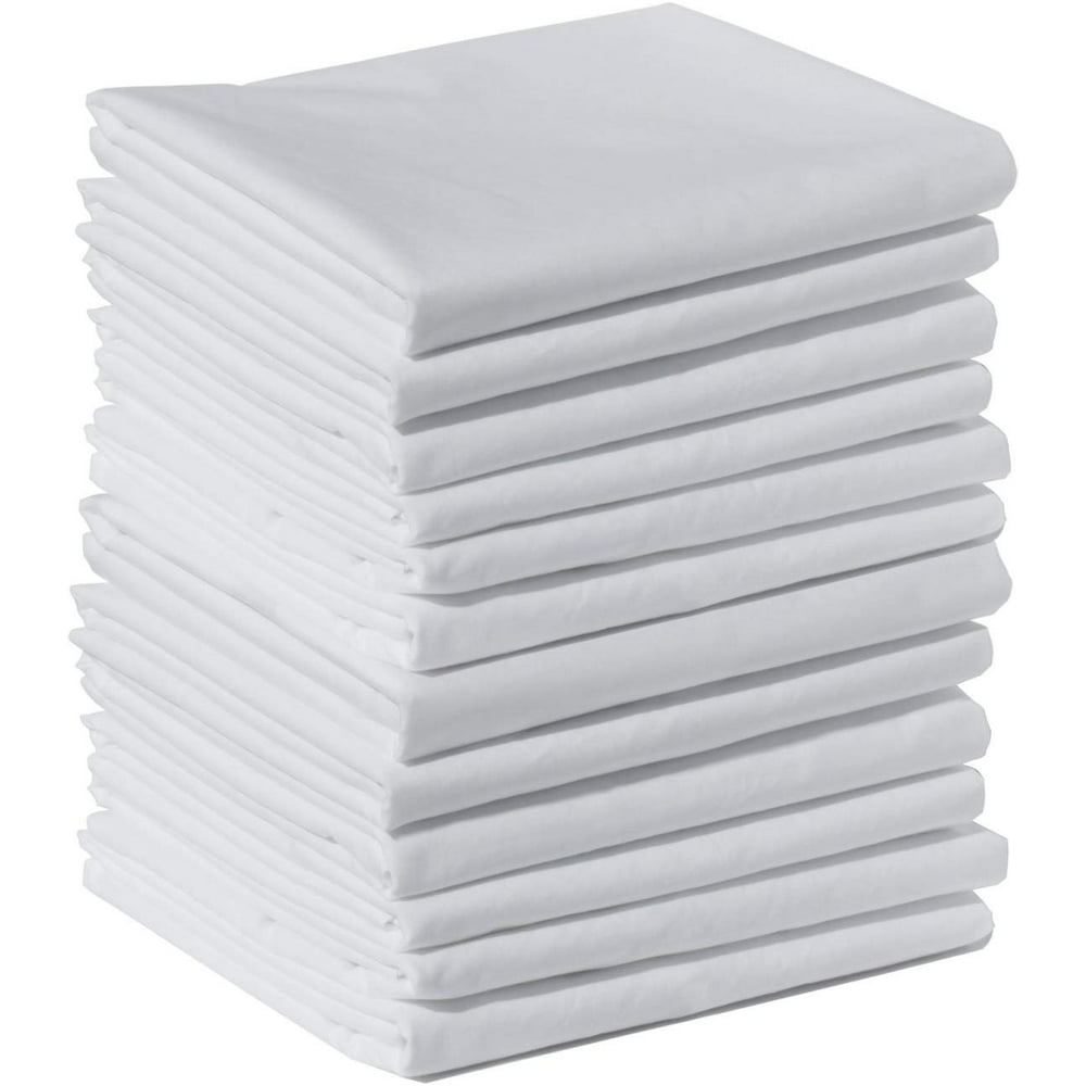 Polycotton Bulk Pack of 12 King Size Pillowcases, White 200 Thread