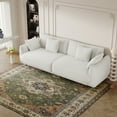 thumbnail image 3 of Modern 3-Seat Teddy Wool Sofa with 4 Throw Pillows and Hardware Feet Beige, 3 of 5