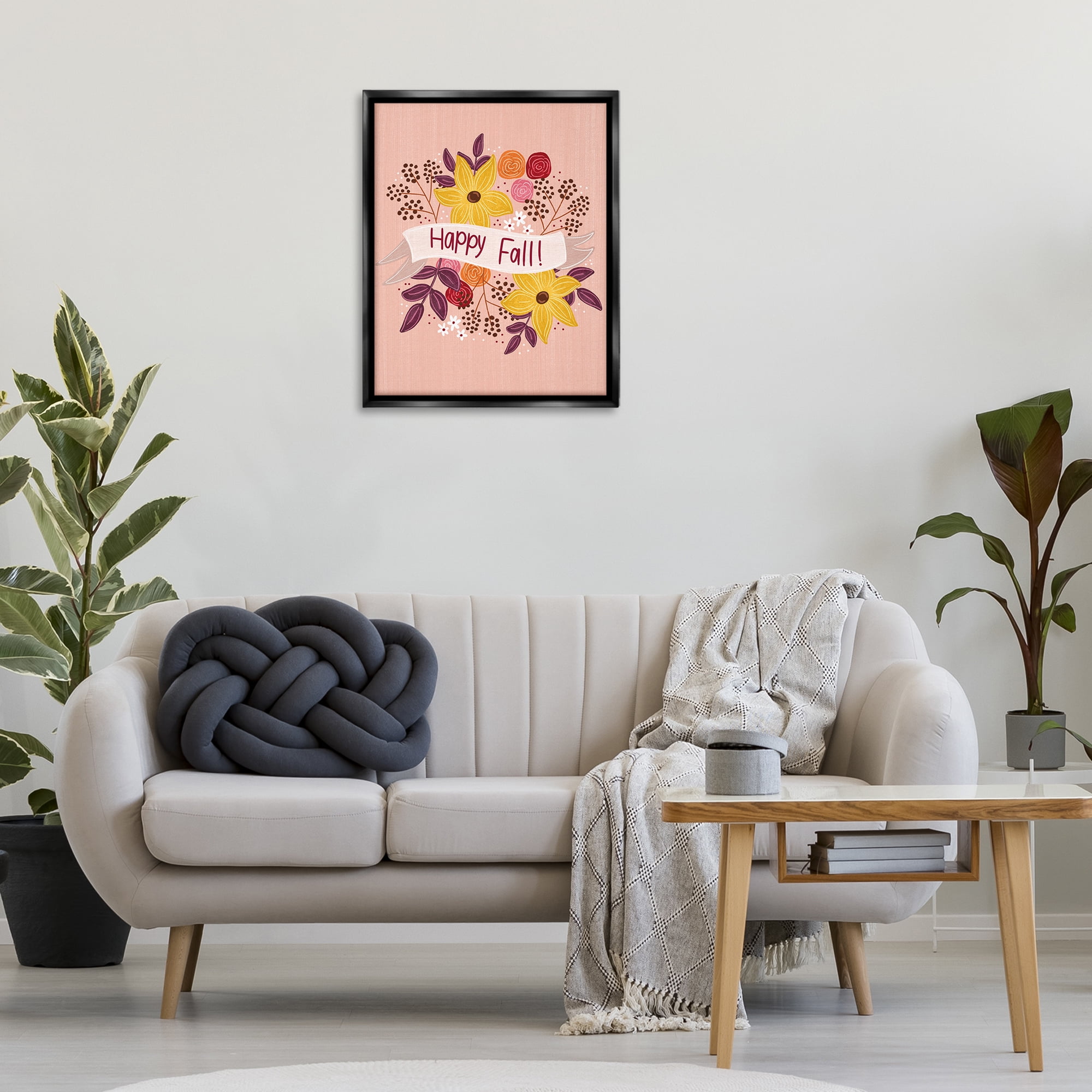 Stupell Industries Celebrate Floral Fall Plants & Flowers Painting Black Floater Framed Canvas Art Print Wall Art, 25 x 31