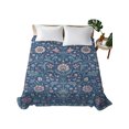 thumbnail image 2 of Queen Flat Sheet Only Oriental Flower Leaves Texture Soft Microfiber Cooling Bedding Sheets Vintage Botanical Floral Art Flat Bed Sheet for Hotel,Home Decor, 2 of 9