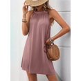 thumbnail image 2 of Summer New Solid Color Round Neck Halter Neck Loose Sleeveless Dress Dark Powder S, 2 of 7