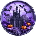 thumbnail image 3 of XINGXIANG Halloween Door Sign - 5 Style 11.8 Inch Wooden Circle Plaque with Raven, Castle, Skeleton, Witch Cat Decor,Halloween Decorations Bedroom,Halloween Door Decorations, 3 of 6