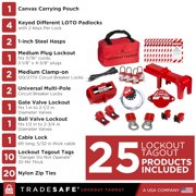 TRADESAFE Lockout Tagout Kit, LOTO Kit 25 Pcs, 2 Keys per Lock for Lock Out Tag Out
