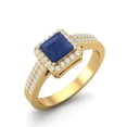 thumbnail image 2 of Mooneye 6mm Square Blue Sapphire Halo Accent 925 Sterling Silver Gold Vermeil Women Wedding Ring, 2 of 3