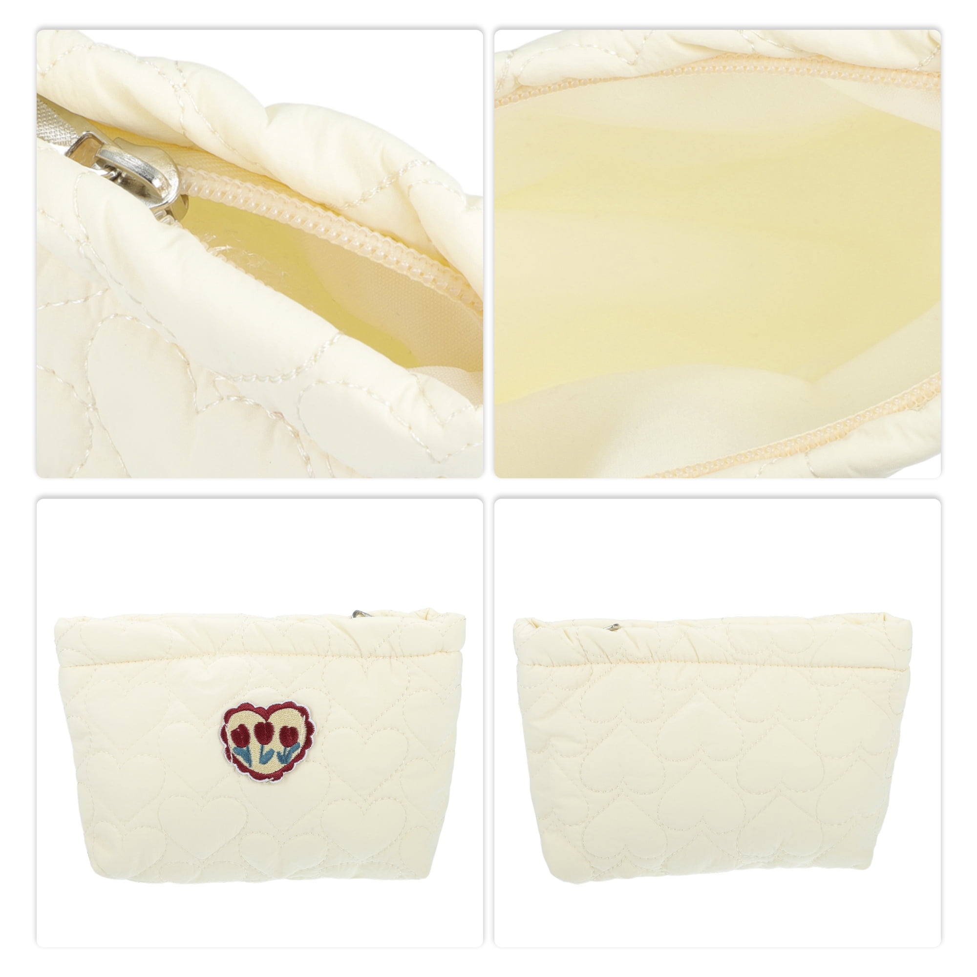 Unique Bargains Women Heart Makeup Bag for Vacation Camping Gym Travel Beige Red