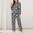 thumbnail image 2 of Fuzoiu HUSKY Face Print Women's Long-Sleeved Pajama,Lounge Button Down Nightwear,Womens Notch Collar Pajama Set-X-Large, 2 of 7