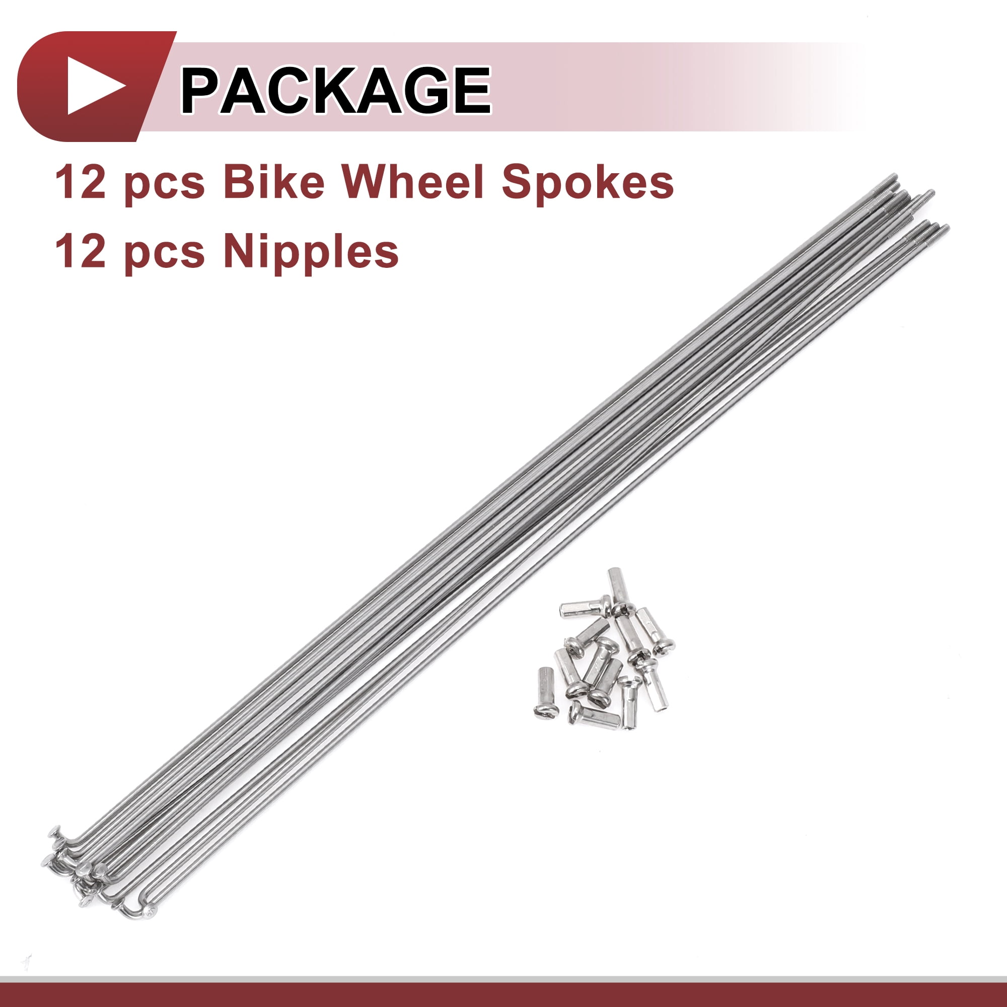 Unique Bargains 12 Set 14G Bicycle Spokes 14G Bike Wheel Spoke 304 Stainless Steel 269mm