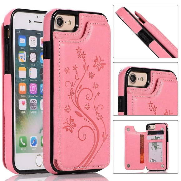 Case Iphone 7 8 Se2 Se3 With Card Holder Pu Leather Butterfly Pattern