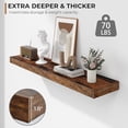 thumbnail image 4 of 36 Inch Floating Shelves - Deep Rustic Wooden Wall Shelves - Extra Deeper & Thicker Wall Mounted Storage Shelf for Bedroom, Kitchen, Farmhouse - 2 Pack, Rustic Brown, 4 of 7