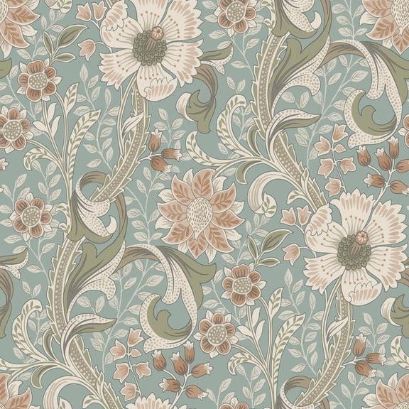 Chesapeake Liora Aqua Floral Trail Wallpaper