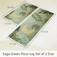 thumbnail image 2 of Sage Green Kitchen Mats Set Mats for Floor, Modern Runner Area Rug Floor Mat, 17x30 and 17x47 Inches, Farmhouse Boho Green Kitchen Decor and Accessories, Boho Leaves Moon, 2 of 6