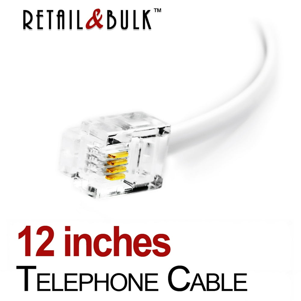 12 Inch Short Telephone Cable RJ11 Male to Male 6P4C Phone Line Cord (1 Foot, White) Walmart