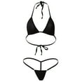 thumbnail image 5 of 2Pcs Lady Sexy Solid Color Halter Mini Bra G-String Bikini Set Swimwear Swimsuit, 5 of 6