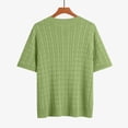 thumbnail image 6 of Women's Solid Color Cable Knit Pullover Sweater, Plus Size Crew Neck Short Sleeve Chunky Top, for Spring Summer Daily Wear or Casual Cozy Outings Green XXXL, 6 of 10