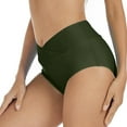 thumbnail image 3 of B91xZ Bas de Bikini pour Femme, devant Torsadé, Maillot de Bain Échancré, Bas de Maillot Froncés, Vert m, 3 of 4