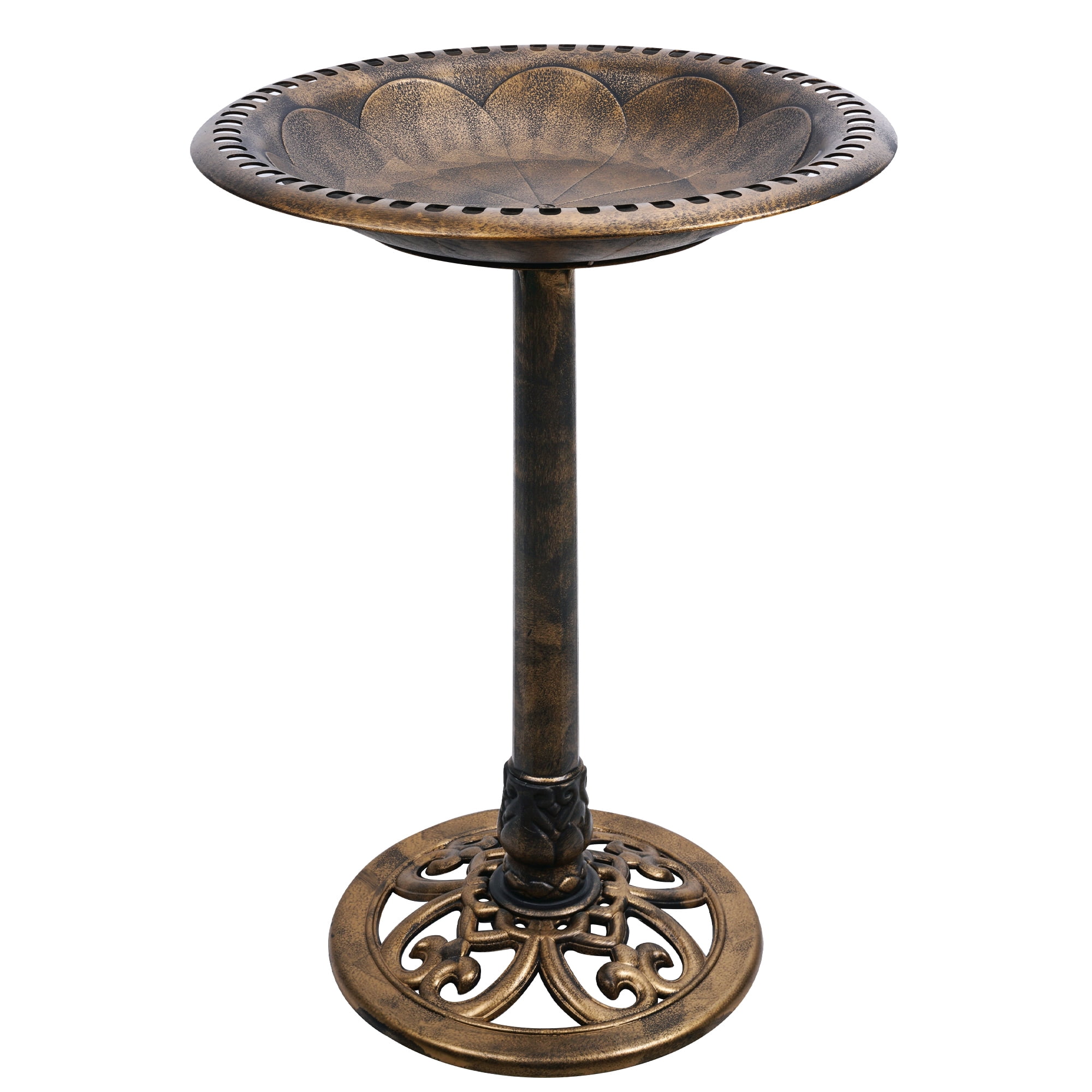 GATMAHE 28' Tall Bird Bath Gold for Outdoors Garden [Antique Rustic] [Polyresin Lightweight] Large Birdbath - Bronze