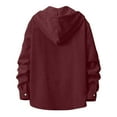 thumbnail image 5 of Afuyipoi Oversized Cargo Button Up Shirts for Men Hooded Jacket,Long Sleeved Midweight Casual Corduroy Outerwear Drawstring Pocket Button Jacket Wine XL, 5 of 8