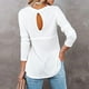 thumbnail image 4 of Mujeres waffle knit camiseta espalda ahueca hacia fuera crewneck manga larga Top casual cómodo camisa para el uso diario, 4 of 6