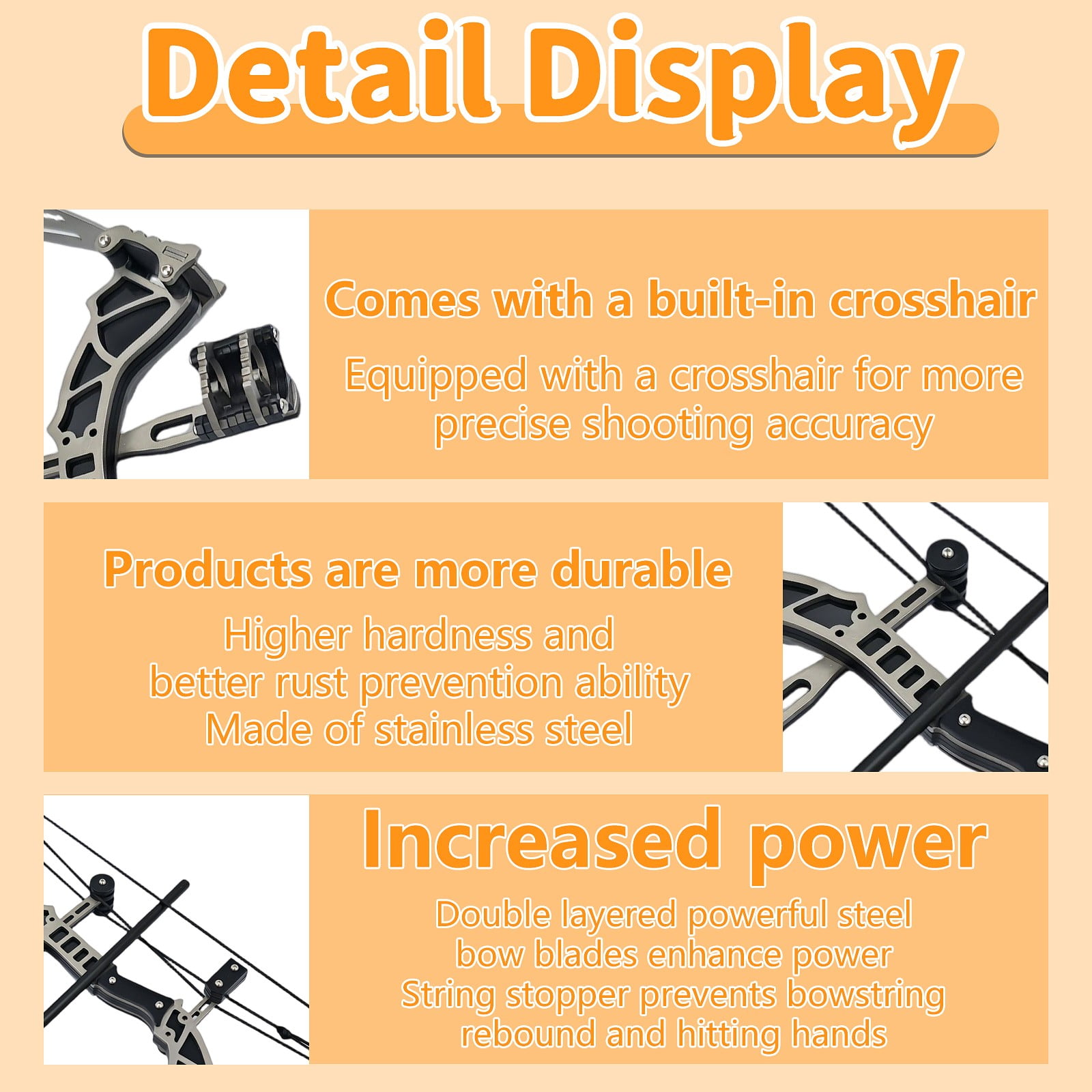 9.5 Inch Professional Compound Bow Set - High-Power Stainless Steel Pulley System for Target Practice & Stress Relief, Includes 4 Arrows & Armor-Piercing Bow (Indoor/Outdoor Use)