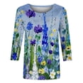 thumbnail image 4 of ICHUANYI Clearance Women's Fashion Printed T-shirt 3/4 Sleeves Blouse Round Neck Casual Tops(Sky Blue, XXL) ICHUANYI WER2023080900807, 4 of 5