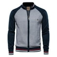 thumbnail image 1 of Cárdigan de suéter con cremallera a la moda para hombre, cuello alto, tejido de manga larga Fridja  po4648, 1 of 3