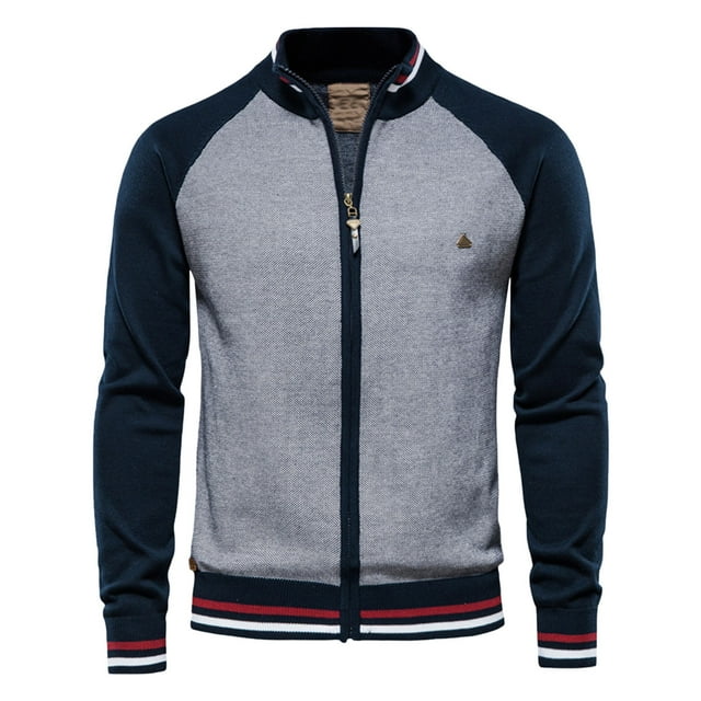 Cárdigan de suéter con cremallera a la moda para hombre, cuello alto, tejido de manga larga Fridja po4648