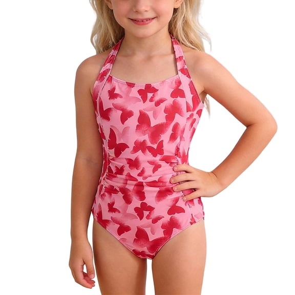 Girls Swimsuits Size 14-16 One Piece Bikini Cute Pattern Print Bathing Suit Adjustable Strap Tankini Set Swim Tank Top Ruffle Skirted Swimwear