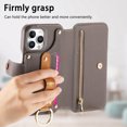 thumbnail image 2 of for iPhone 13 Pro Max Folio Flip Wallet Case, PU Leather Zipper Pocket Card Slots RFID Blocking Wristband Bracket, with Diamond Finger Ring Full Body Protection for iPhone 13 Pro Max - Gray, 2 of 10