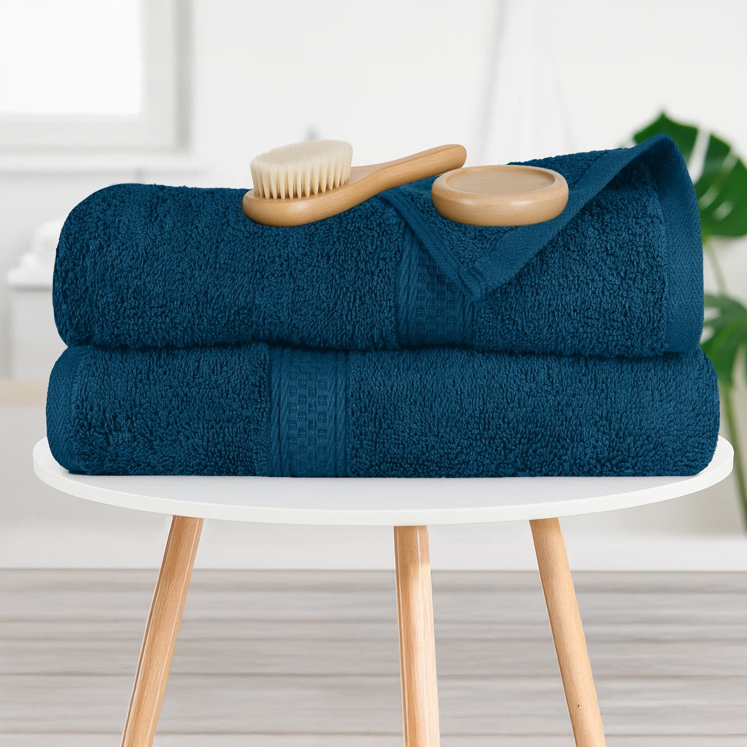 Dan River Bath Towel 4 Pack 27x54 in Ultra Soft Quick Drying Cotton Towel - Blue