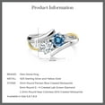 thumbnail image 5 of Gem Stone King 925 Silver and 10K Yellow Gold Persian Blue Moissanite and White Lab Grown Diamond and White Moissanite 2-Stone Crossover Ring for Women (1.02 Cttw, Size 6), 5 of 5