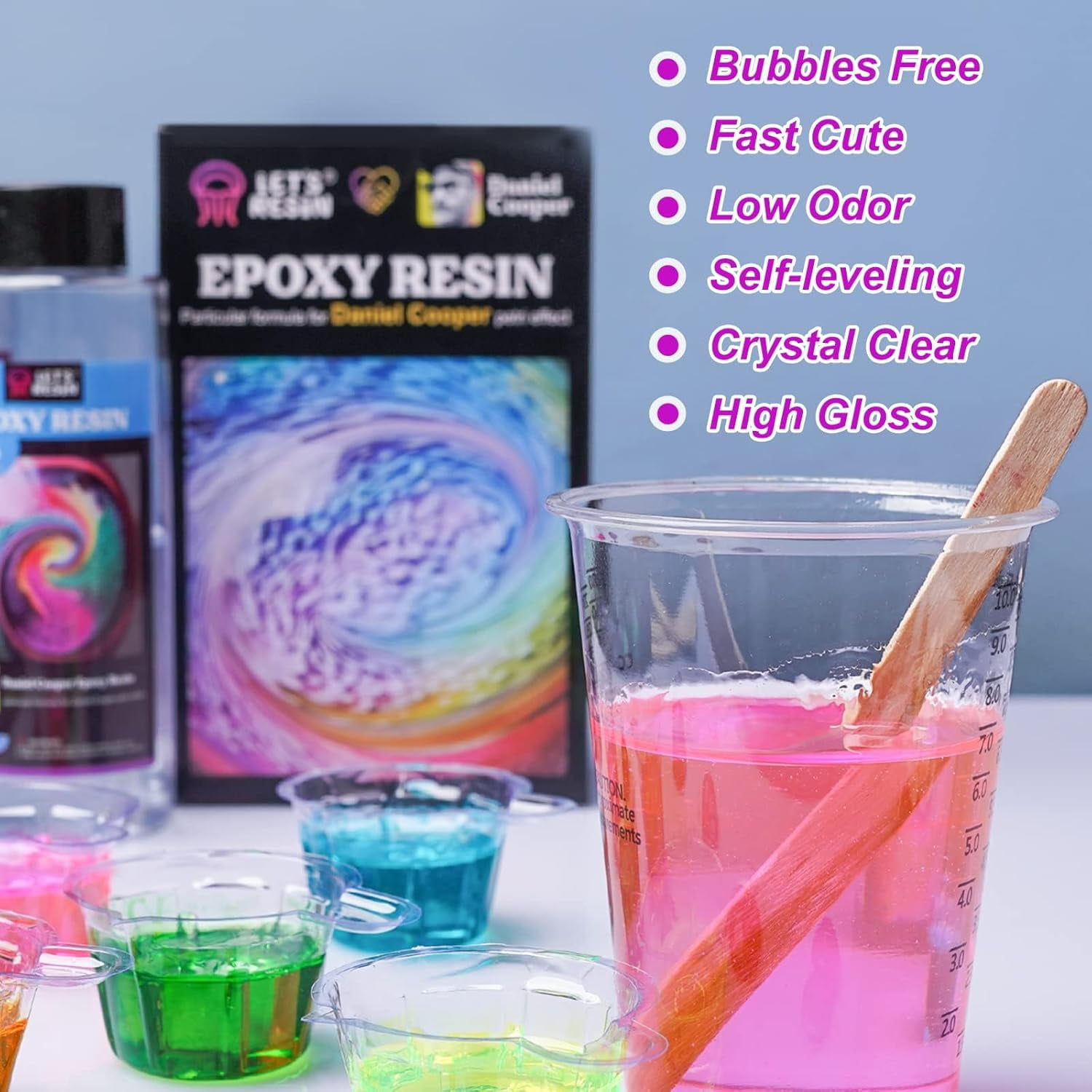 LET'S RESIN Epoxy Resin, 23oz Bubble-Free, Crystal Clear for Jewelry, Art, Tumblers & Casting with Resin Cup and Stir Stick