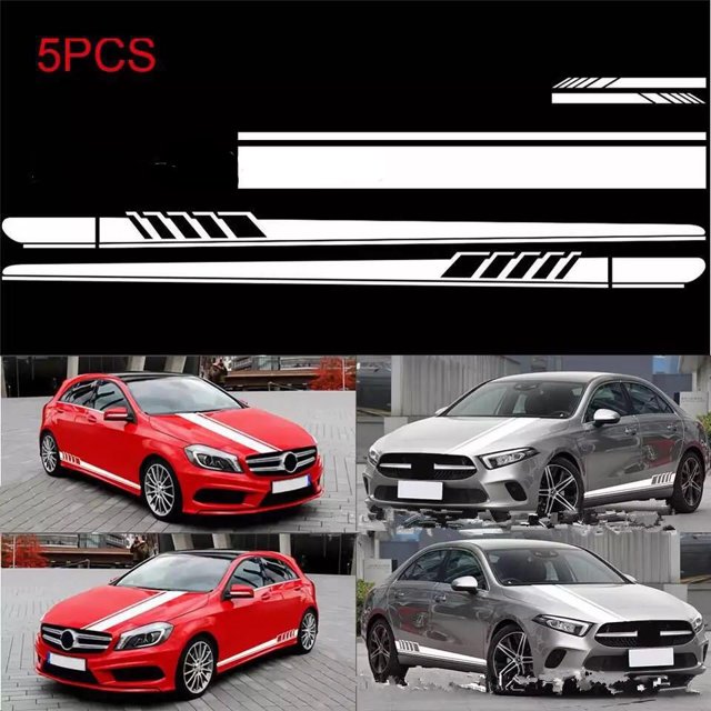 Pegatinas para la cintura de la carrocería del coche, sin daños a la pintura (5 piezas), color blanco JM