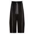 thumbnail image 4 of FRSASU Barrel Sweatpants Women Side Strpied Baggy Sweat Pants High Waist Pajama Sweats Joggers with Pockets Black, 4 of 6
