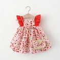 thumbnail image 2 of KDFJPTH Strawberry Print Cute Sweet Baby Girls Dress Summer Flying Sleeve A-Line Princess Party Dresses With Messenger Bag, 2 of 6