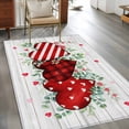 thumbnail image 3 of Valentine's Day Washable Area Rug 4 x 6 ft Red Striped Plaid Hearts Green Leaf Wood Grain, Soft Non Slip Rugs Stain Repellent Indoor Felt Carpet for Living Dining Room Bedroom Home Office, 3 of 9