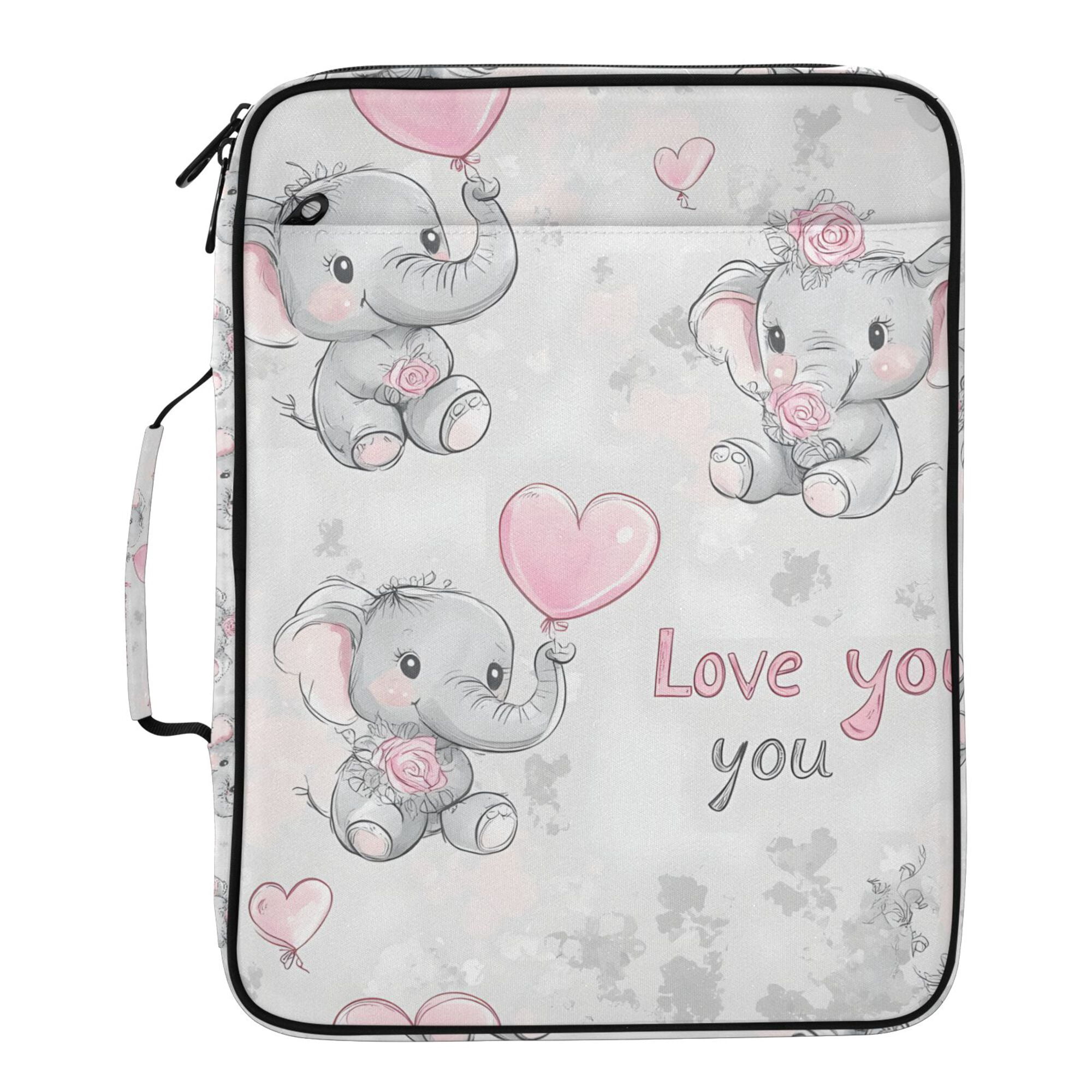 FORMRS Accordion File Folder A4 Size 7-Pocket Expanding Document Organizer Bag with 3 Ring Binder, Cartoon Elephant