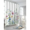 thumbnail image 3 of Shower Curtain Wildflowers Shower Curtains for Bathroom, Waterproof Polyester Shower Curtain Set with Hooks, Extra Long 72" x 84" Purple Blue Flower Leaf, 3 of 6