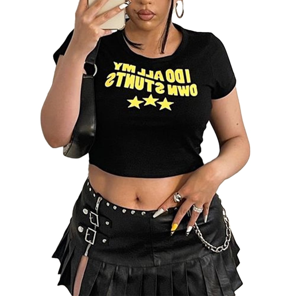 Black Sexy Crop Top graphic with I Do All My Own Stunts Short 