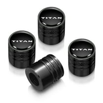 Nissan Titan in Black on Black Aluminum Cylinder-Style Tire Valve Stem Caps